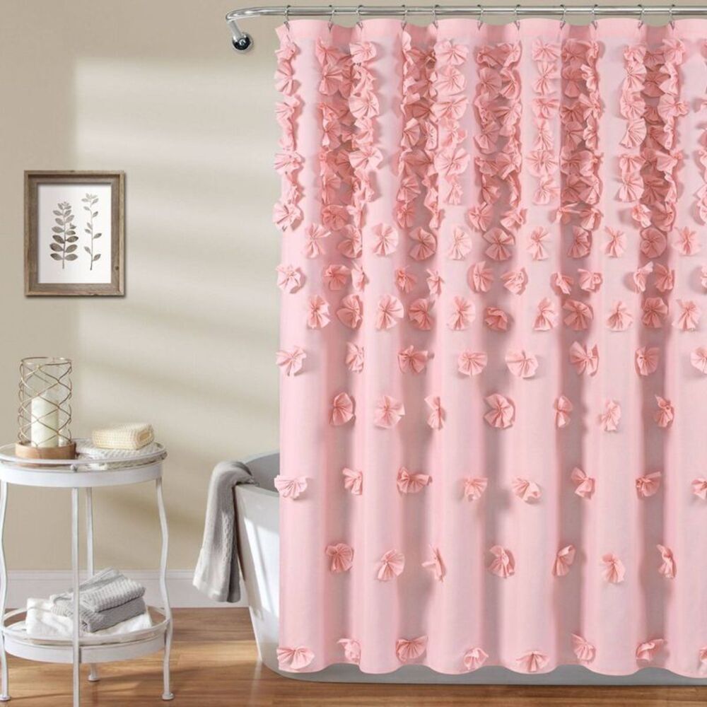 72"x72" Riley Single Shower Curtain Pink - Lush Décor